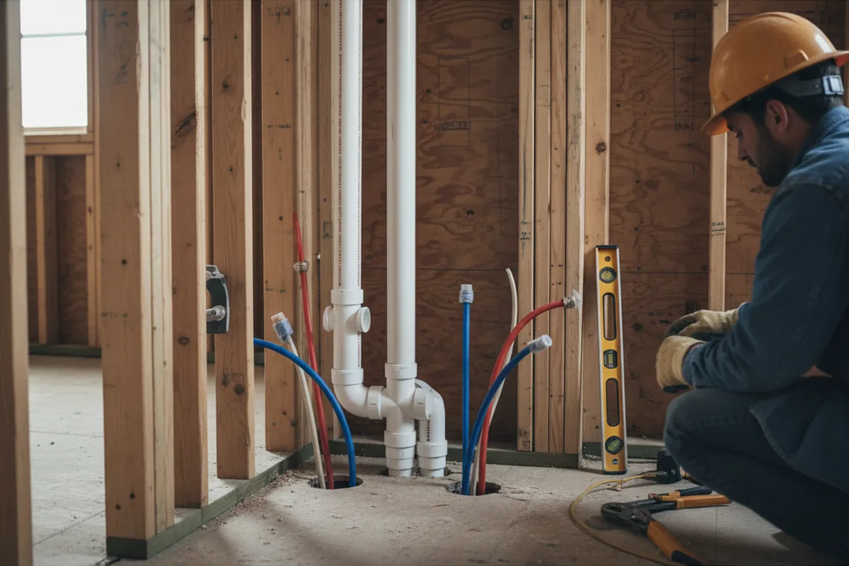 Drain and supply rough-in during Garbage Disposal Repair in Enterprise