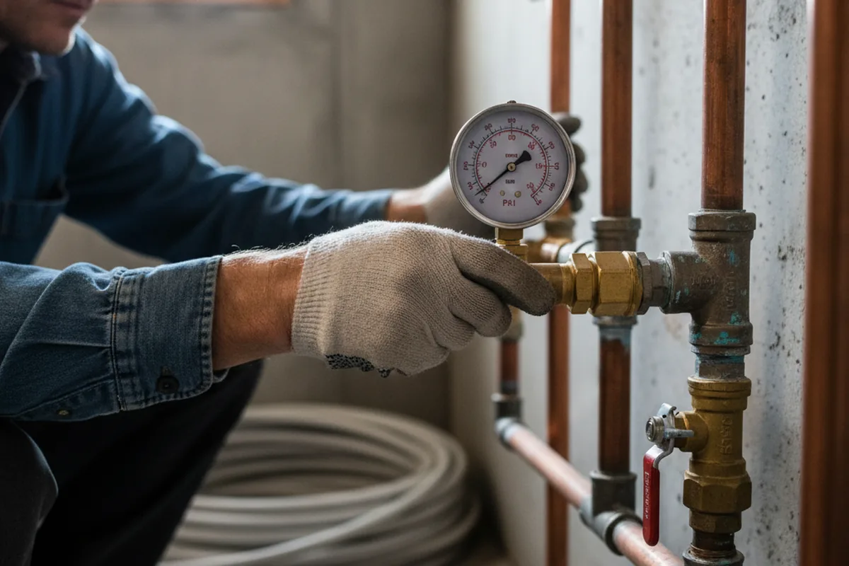 Pressure testing a repaired line during Water Line Repair in Enterprise