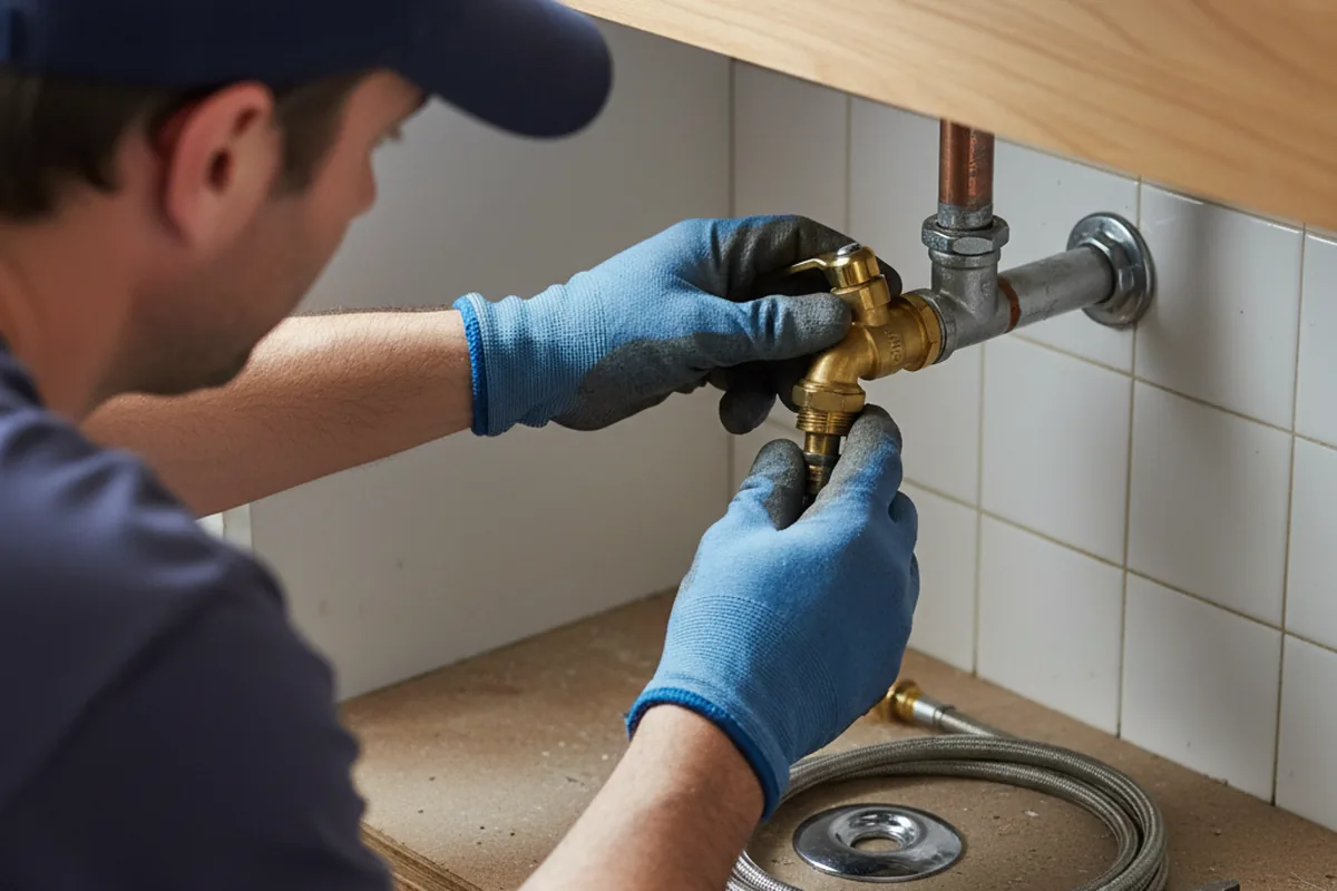 Shutoff valve and fitting work during Burst Pipe Repair in Enterprise